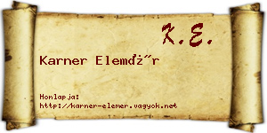 Karner Elemér névjegykártya