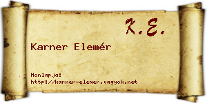 Karner Elemér névjegykártya